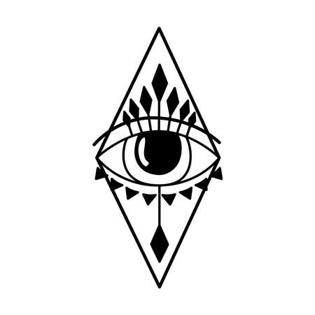 Evil eye. Eye of Providence. Magic witchcraft symbol. Magical esoteric religion sacred geometry symbol vector illustration. Black icon on white background.のイラスト素材