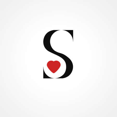 S letter logo design with heart. Vector creative modern conceptのイラスト素材