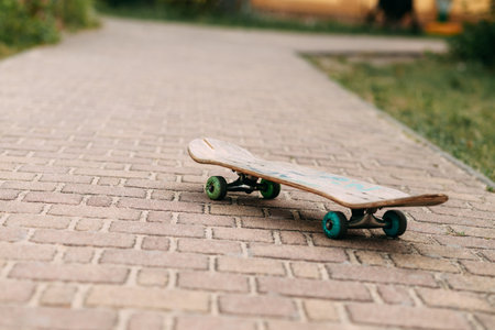blank skateboard on the groundの写真素材