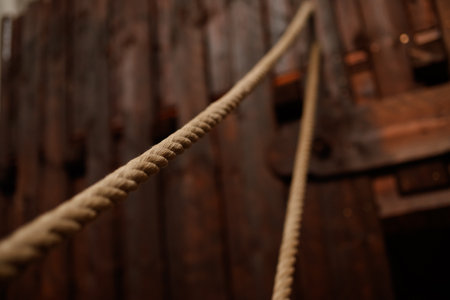 rope on dark backgroundの写真素材