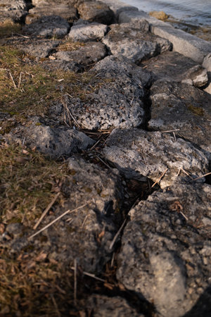 Stones, Rocks Podium stand stage displays products outside on sea sunset Sky Backgrounds, Horizon...