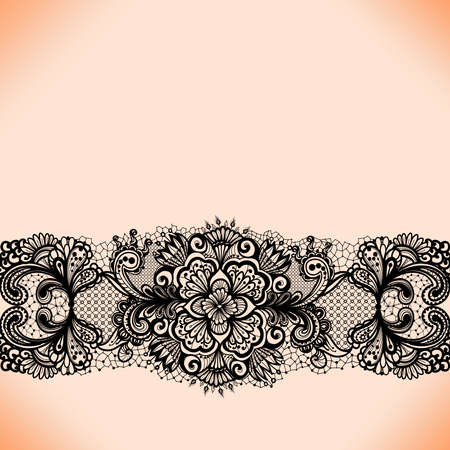 Abstract lace ribbon seamless pattern with elements flowers. Template frame design for card. Lace Doily. Can be used for packaging, invitations, and template.のイラスト素材