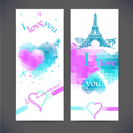 Vector geometrical composition of hearts on Valentineのイラスト素材