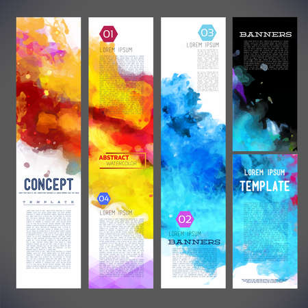 Abstract vector template banners, brochure, Web sites, page, leaflet, with colorful watercolor backgrounds, logo and text separately.のイラスト素材