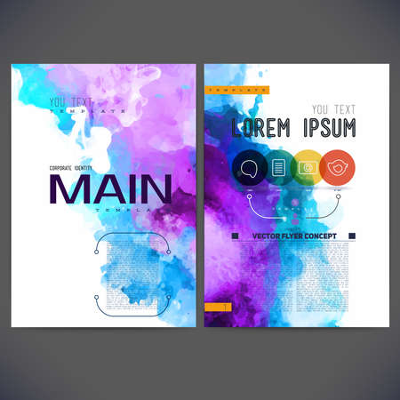 Abstract vector template design, brochure, Web sites, page, leaflet, with colorful watercolor backgrounds, logo and text separately.のイラスト素材
