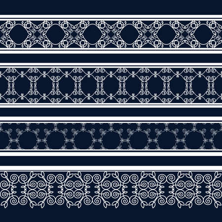 Vintage seamless decorative patterns in the form of strips.Lace strips for decoration and design.Template frame design for card. Lace Doily. Can be used for packaging, invitations, and template.のイラスト素材