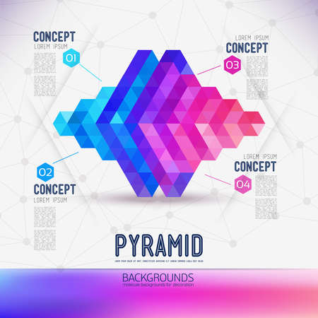Abstract concept geometric Pyramid, the scope of molecules. Composition of the molecular lattice...