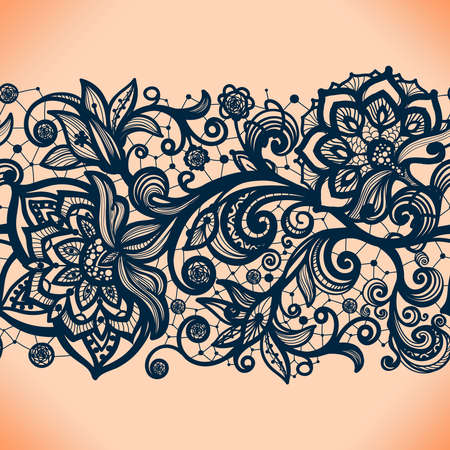 Abstract seamless lace pattern with flowers. Infinitely wallpaper, decoration for your design, lingerie and jewelry. Your invitation cards, wallpaper, and more.のイラスト素材