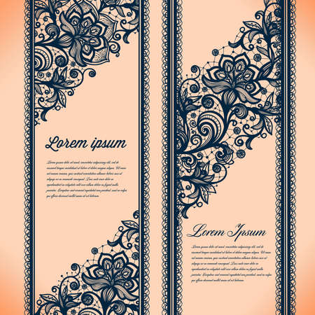 Abstract Lace Ribbon Vertical bannersのイラスト素材