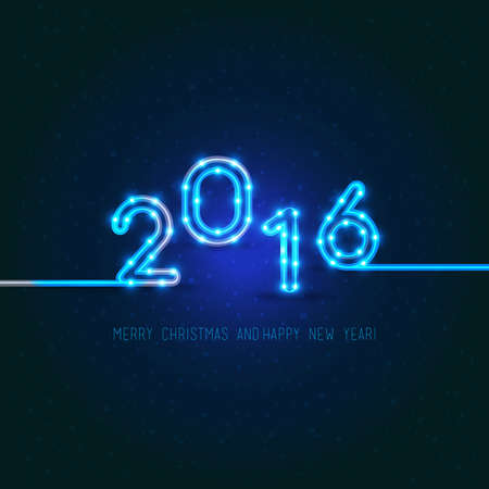 New Year's design. 2016 year of the monkey.Vector neon figures with lights.のイラスト素材