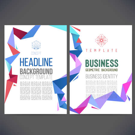 Abstract geometric composition of triangles, origami, template design, brochure, Web sites, page, leaflet, with colorful geometric triangular backgrounds, logo,symbols, text separately.のイラスト素材