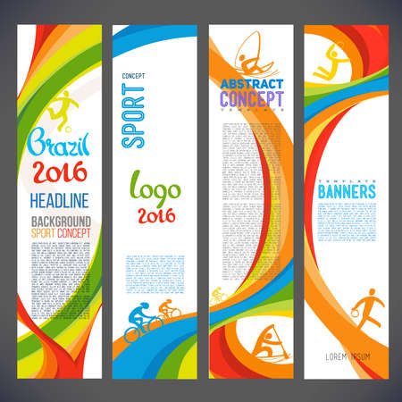 Abstract vector template design, brochure, Web sites, page, leaflet, with colored lines and waves, logo and text separately Sport concept banners2016のイラスト素材
