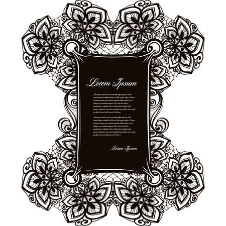 Abstract arabic lace pattern with flowers and place for text, Infinitely wallpaper,decoration design, lingerie and jewelry banners Invitation cards,wallpaper tile ornament Lace banner Lace patternのイラスト素材