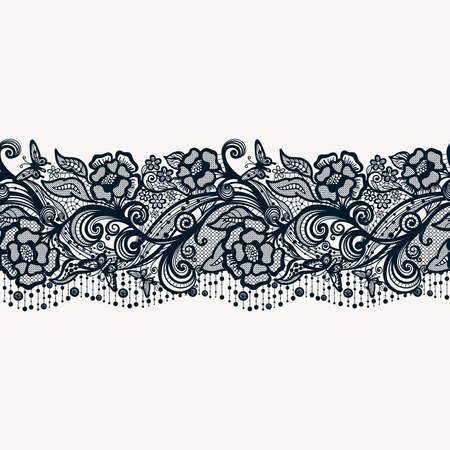 Abstract seamless lace pattern with flowers and butterflies. Infinitely wallpaper, decoration for your design, lingerie and jewelry. Your invitation cards, wallpaperのイラスト素材