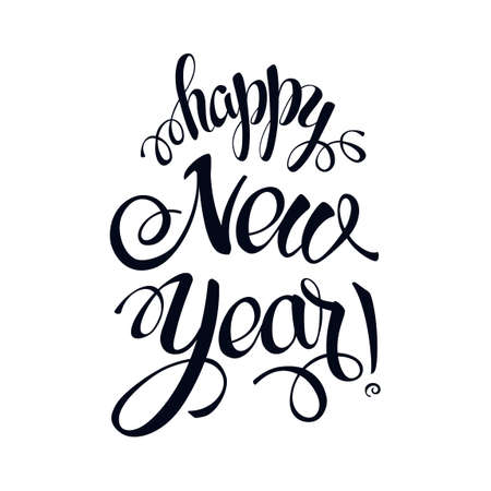 Happy New year 2017 sign on white background. Calligraphy text isolate on white. winter theme template. Vectorのイラスト素材