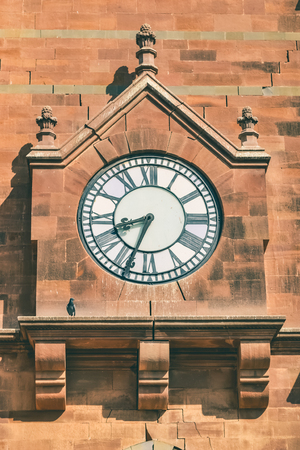 Historic Museum Exterior Clock Tower Column Birdsのeditorial素材