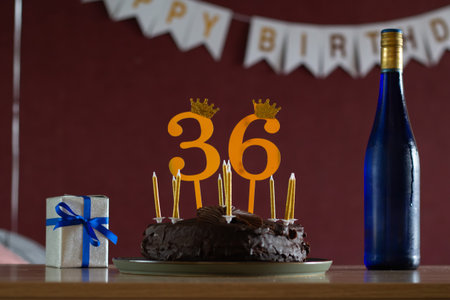 Birthday Celebration with Cake and Candles