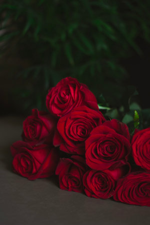 Red Rose Bouquet on Dark Background