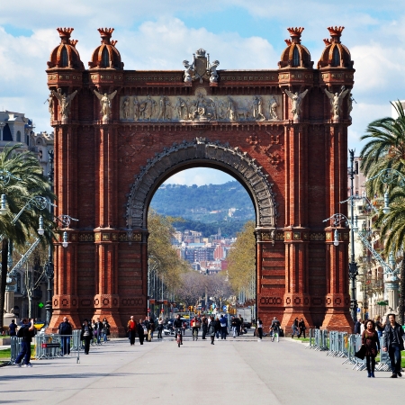 View of Barcelona, Spain  Arc de Triomf のeditorial素材