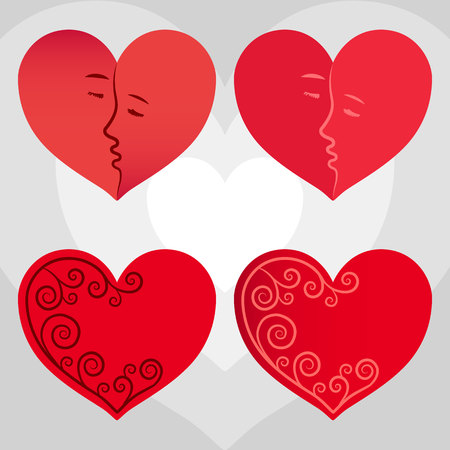 Set of four red hearts.のイラスト素材