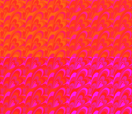 A seamless abstract wavy red pattern in the form of hearts and waves. vector ilustrationのイラスト素材