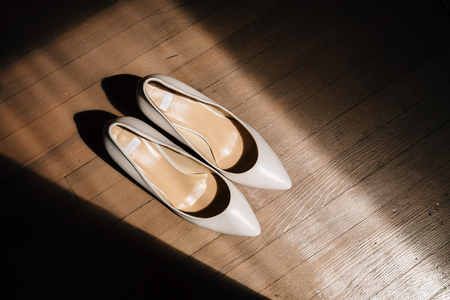 bright womens shoes, beigeの写真素材