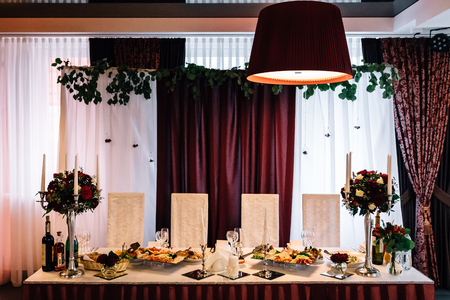 Wedding Party Decoration, maroonの写真素材