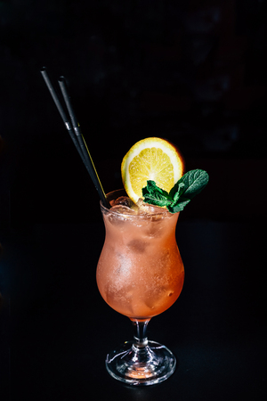 cocktail on a black background, isolatedの写真素材