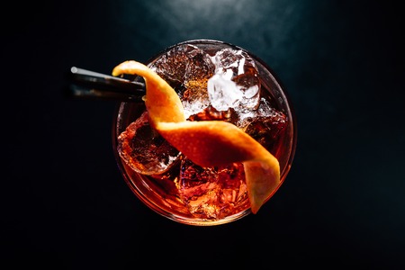 cocktail on a black background, isolatedの写真素材