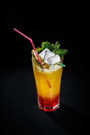 cocktail on a black background, isolatedの写真素材