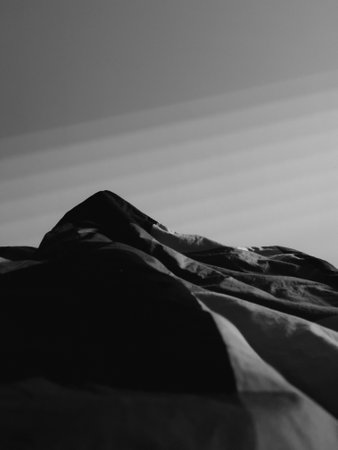 Abstract black and white image with dynamic contrast and fluid shapes. Monochrome composition evokes...