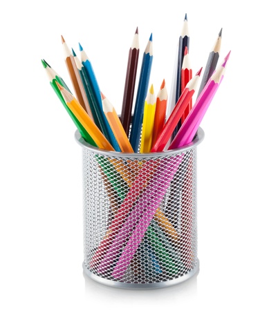 color pencils in holderの写真素材