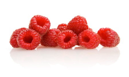 raspberry with reflectionの写真素材