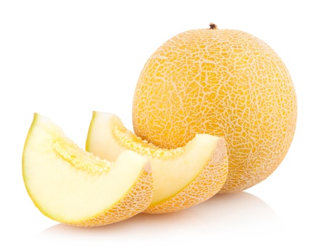 melon with slicesの写真素材