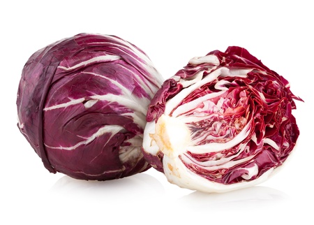 red cabbage radicchio isolated on whiteの写真素材