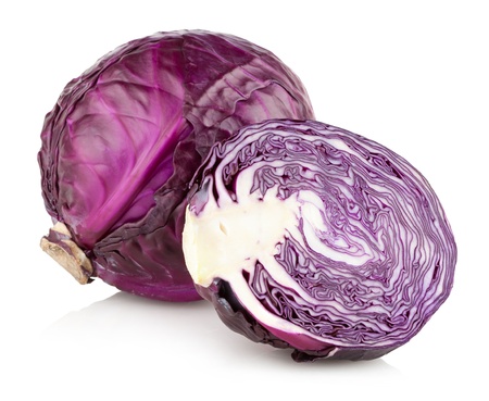 red cabbage isolated on whiteの写真素材