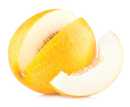 ripe melon isolated on white backgroundの写真素材