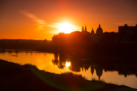 silhouettes of old Polatsk (Belarus)の写真素材