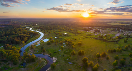 Floodplain of belarusian river Ubarc' (Ubort)の写真素材
