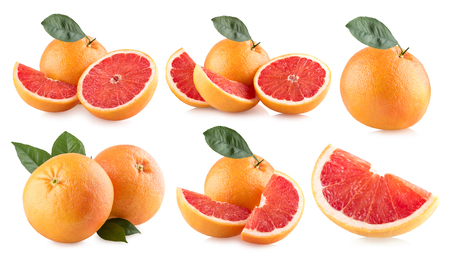 6 images of grapefruits isolated on white backgroundの写真素材