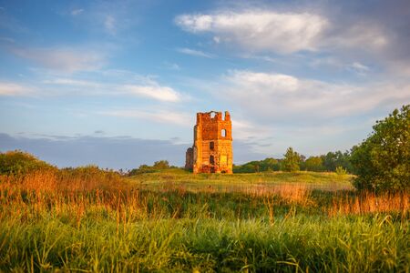 Ruins of ancient castle Biely Koviel in Orsha region, Belarusの写真素材