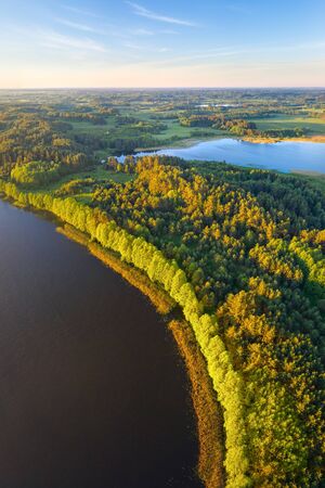 Beautful peninsula between lakes Niedrava and Niespish, National Park Braslau Lakes, Belarusの写真素材