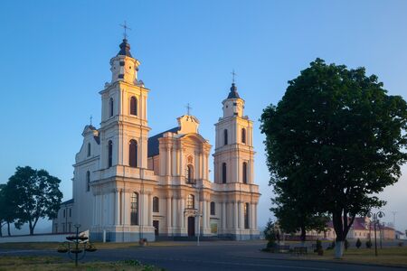 Cahtolic church in Budslau (Belarus) in the morning