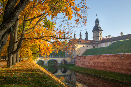 Ancient palace in Niasvizh (Belarus) in autumn