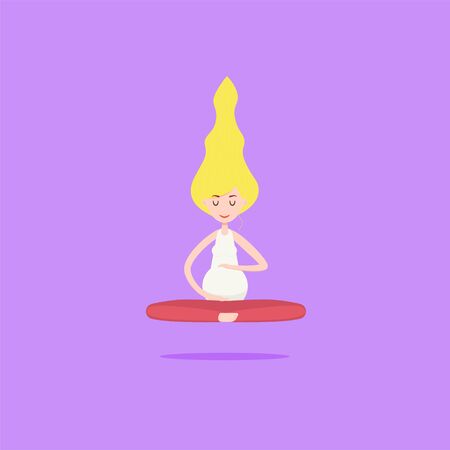 Meditating pregnant girl in the lotus positionのイラスト素材