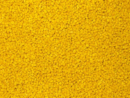 Yellow plastic granulesの写真素材