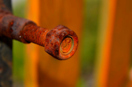close up picture of old rusted boltの写真素材