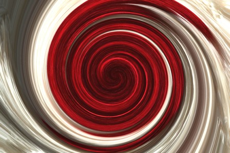 pattern of red and white felted wool curled into a spiralの写真素材