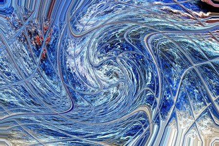 pattern of transparent curved glass tiles and bright blue felted wool