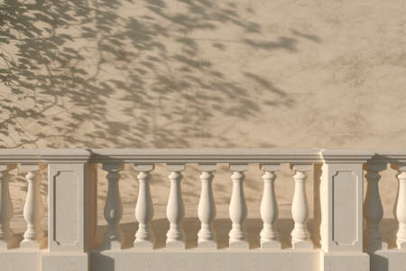 Mockup balcony building facade with shadow of background. Cosmetic podium display. Product brand presentation. 3d rendering illustration.の写真素材